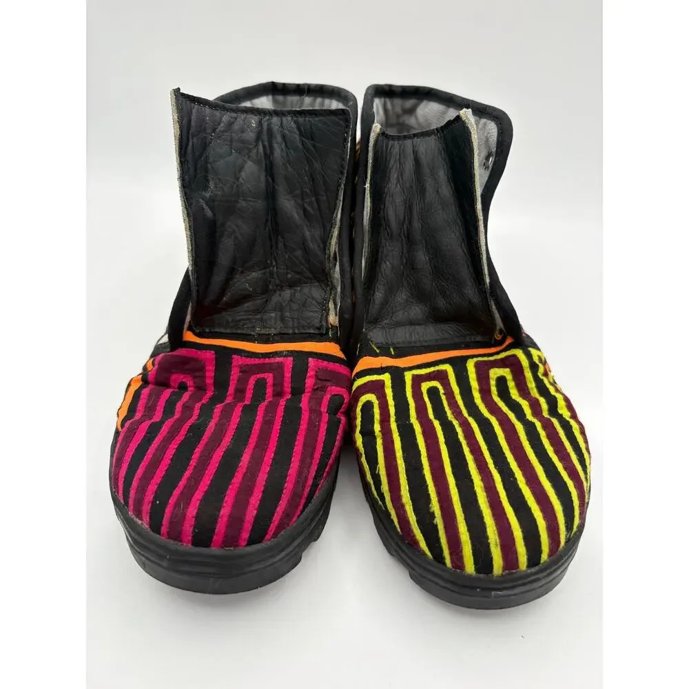 Mola Skywalker Ankle Boots Molas4u Striped Artisan Made Unique Wearable Art
